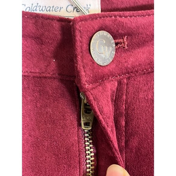 Coldwater Creek Suede Pant 12 Red Wide Leg Festive Classic Chic Preppy Holiday - Picture 5 of 11